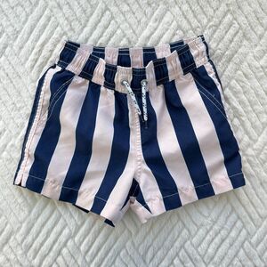 Janie and Jack Toddler 2T Swim Trunks Blue Pink Stripe Lined Beach